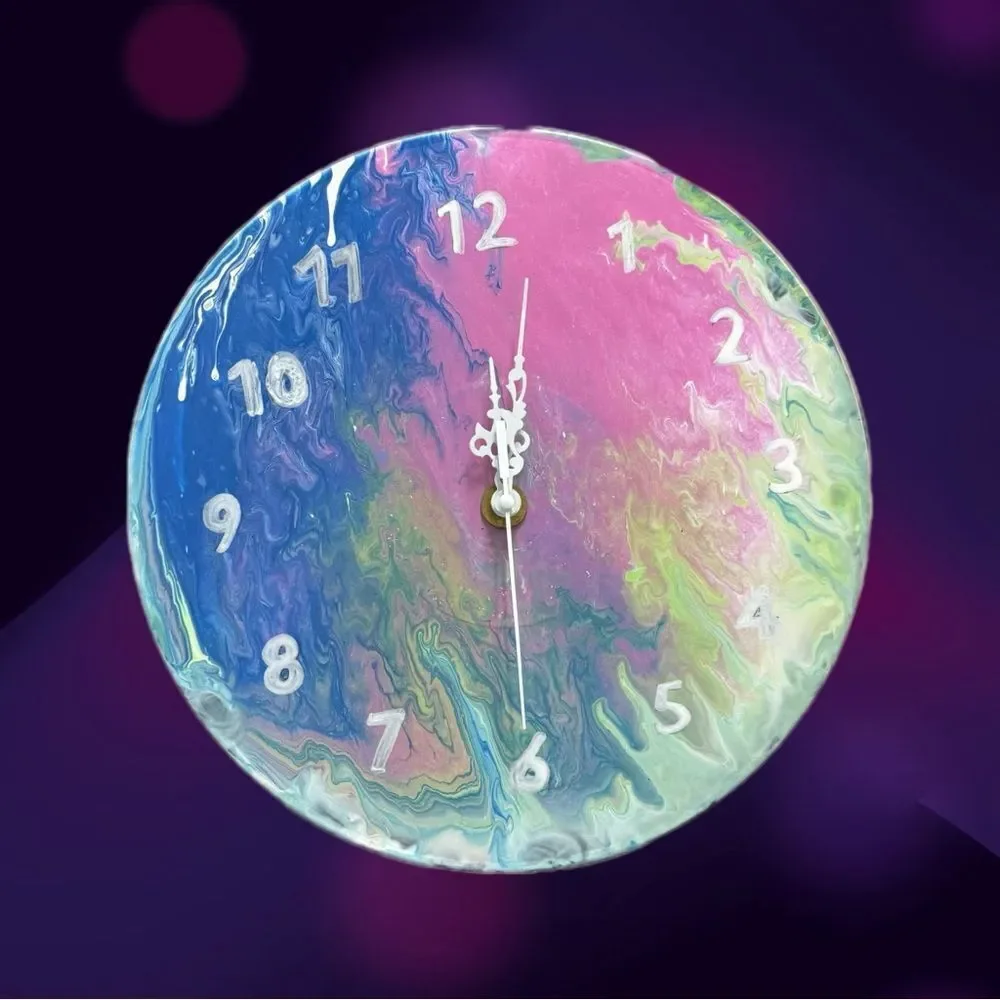 Blue‎ and Pink Artistic Wall Clock